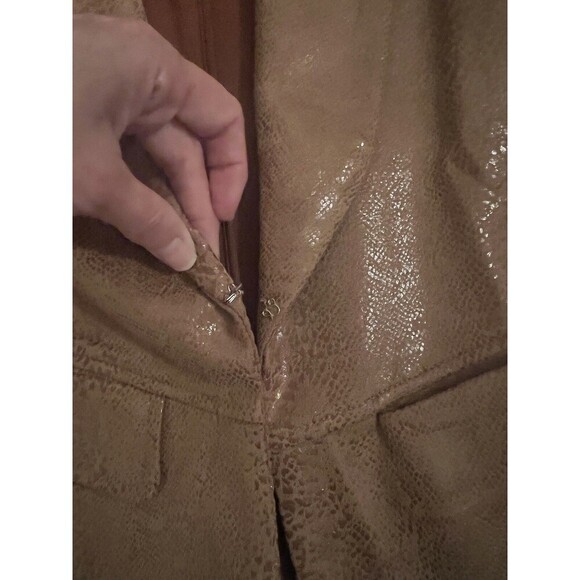Anthropologie Sage the Label Blazer Jacket Medium Beige Snake Prnt Office Siren - Picture 4 of 6